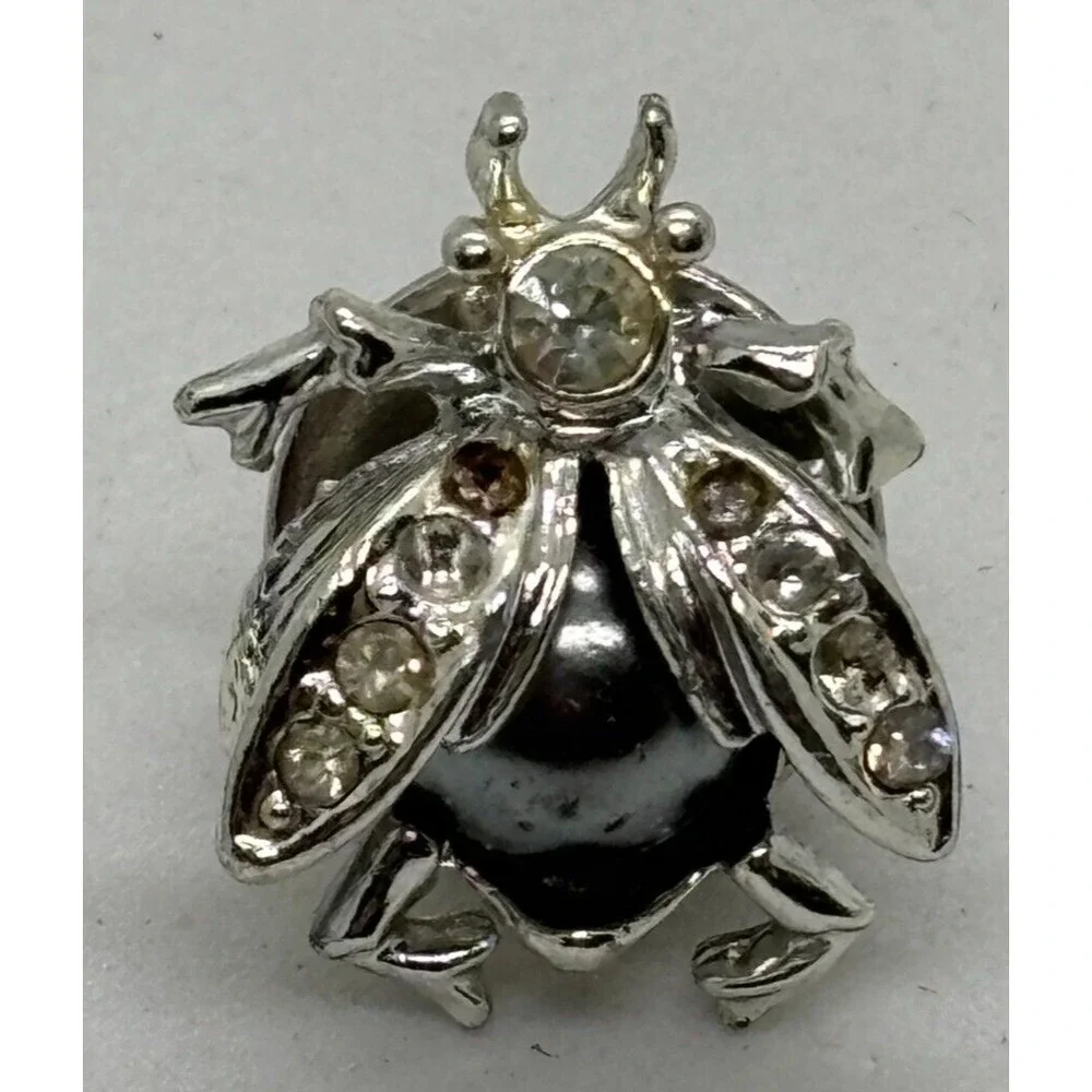 Vintage Insect Pin Rhinestone Wings Tiny Figural Brooch Stocking Stuffer